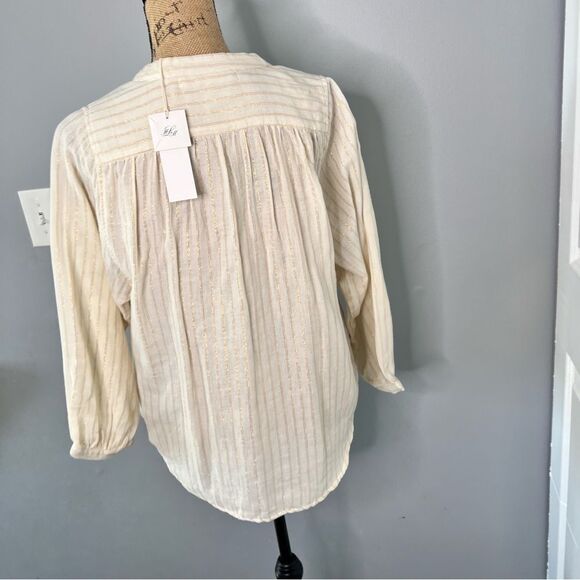Sz 10 Marie Louise de Monterey AMELIE BLOUSE IN ECRU / GOLD STRIPE NWT $143 MSRP - Picture 8 of 12